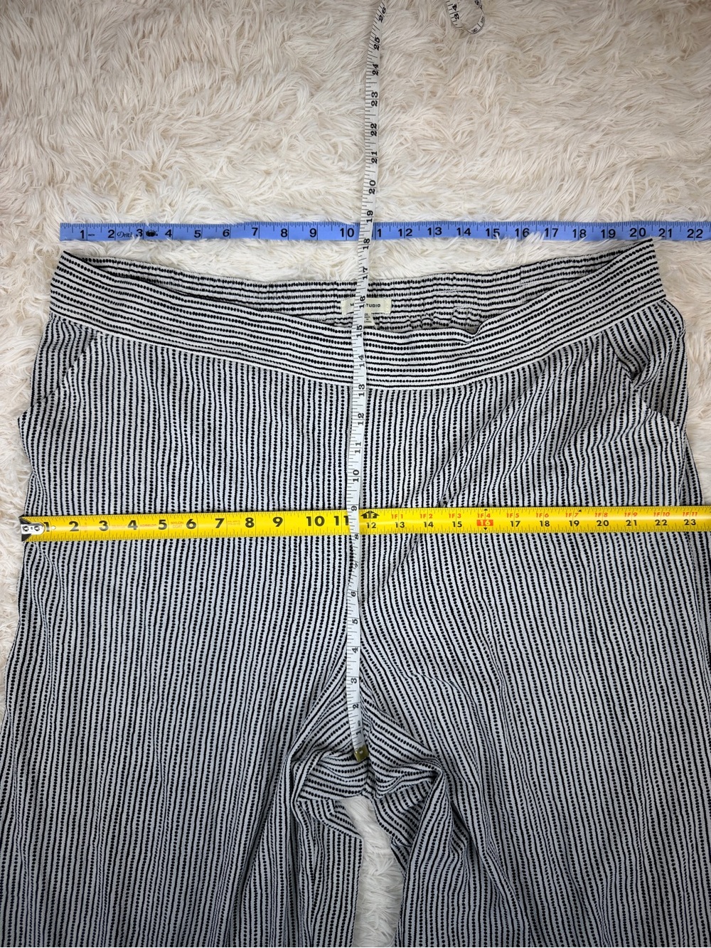 Max Studio Wide Leg Flowy Palazzo Pants 3X Stripe Pull On Stretch NEW BLCK/WHT - Picture 5 of 10